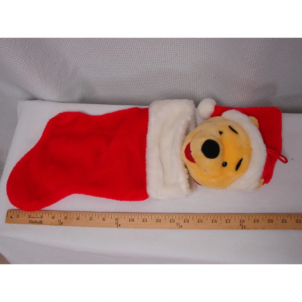 Santas Best Disney Winnie The Pooh Plush Christmas Stocking 20 Inches Red White
